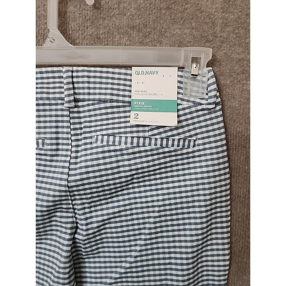 Old Navy Pixie Skinny Ankle Pants Womens 2 Blue White Check Stretch NEW - Picture 5 of 9
